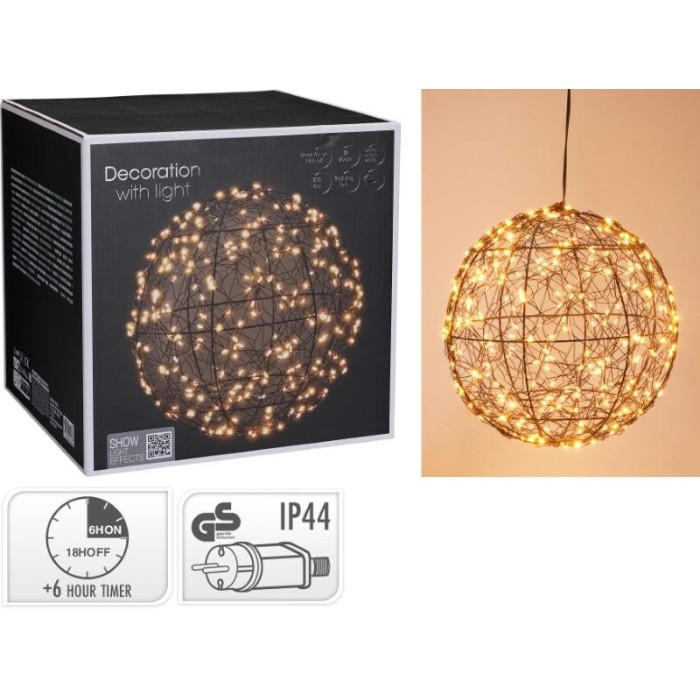 SFERA METALLO NERO 30 LED D.25